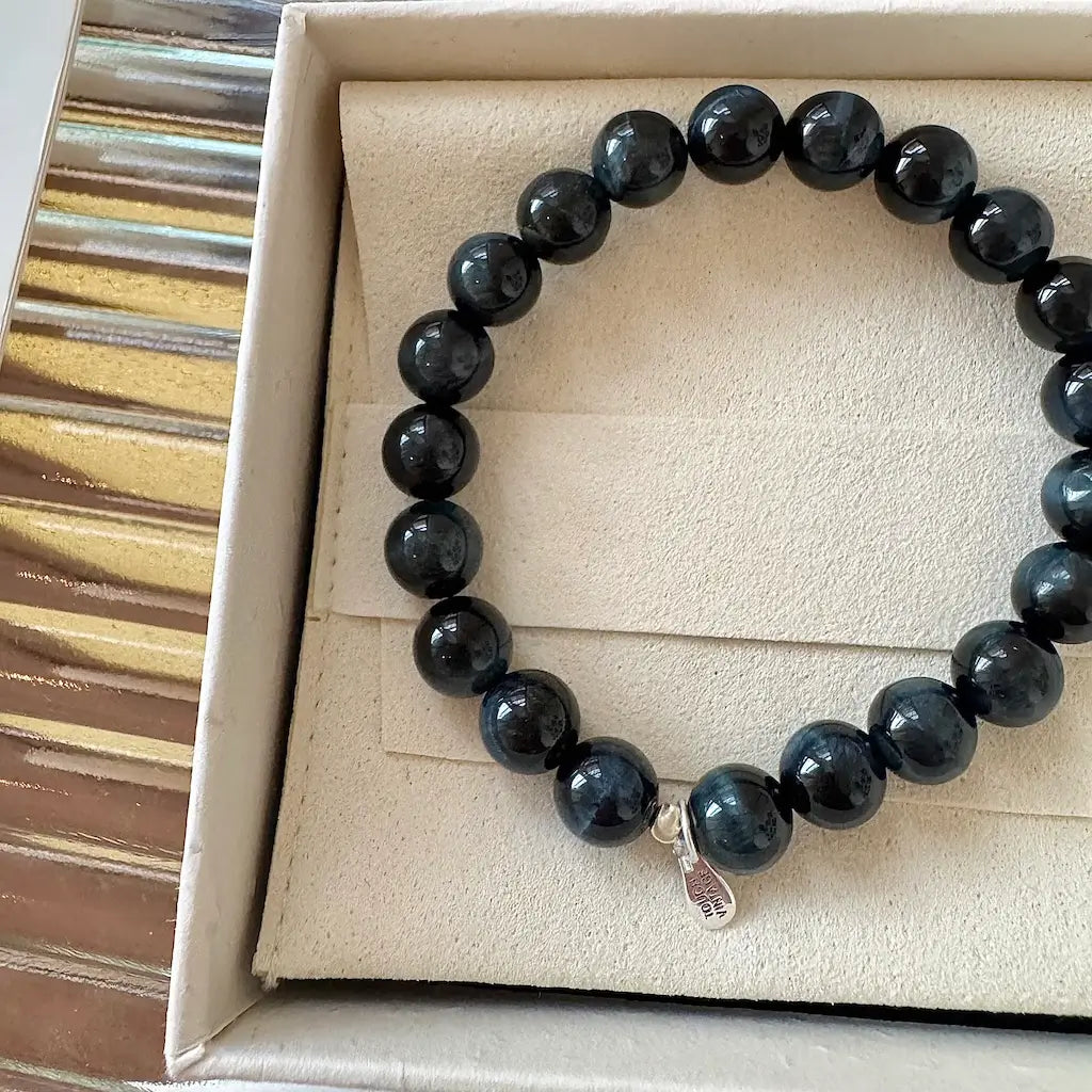 Blue Tiger Eye Bracelet 8mm - Detail｜Touch Vintage