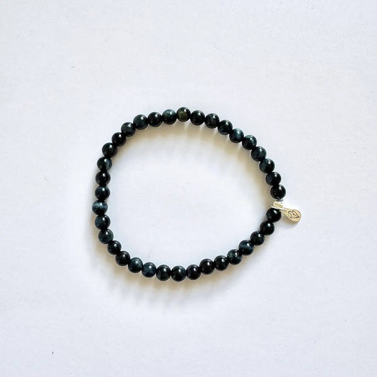 Blue Tiger Eye Bracelet - Front View｜Touch Vintage