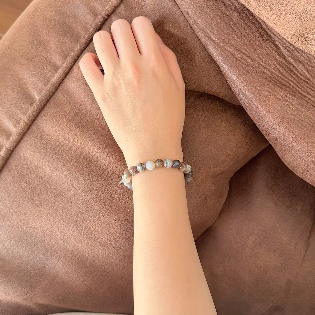 Boswan Agate Bracelet 8mm - Life Style Wearing｜Touch Vintage