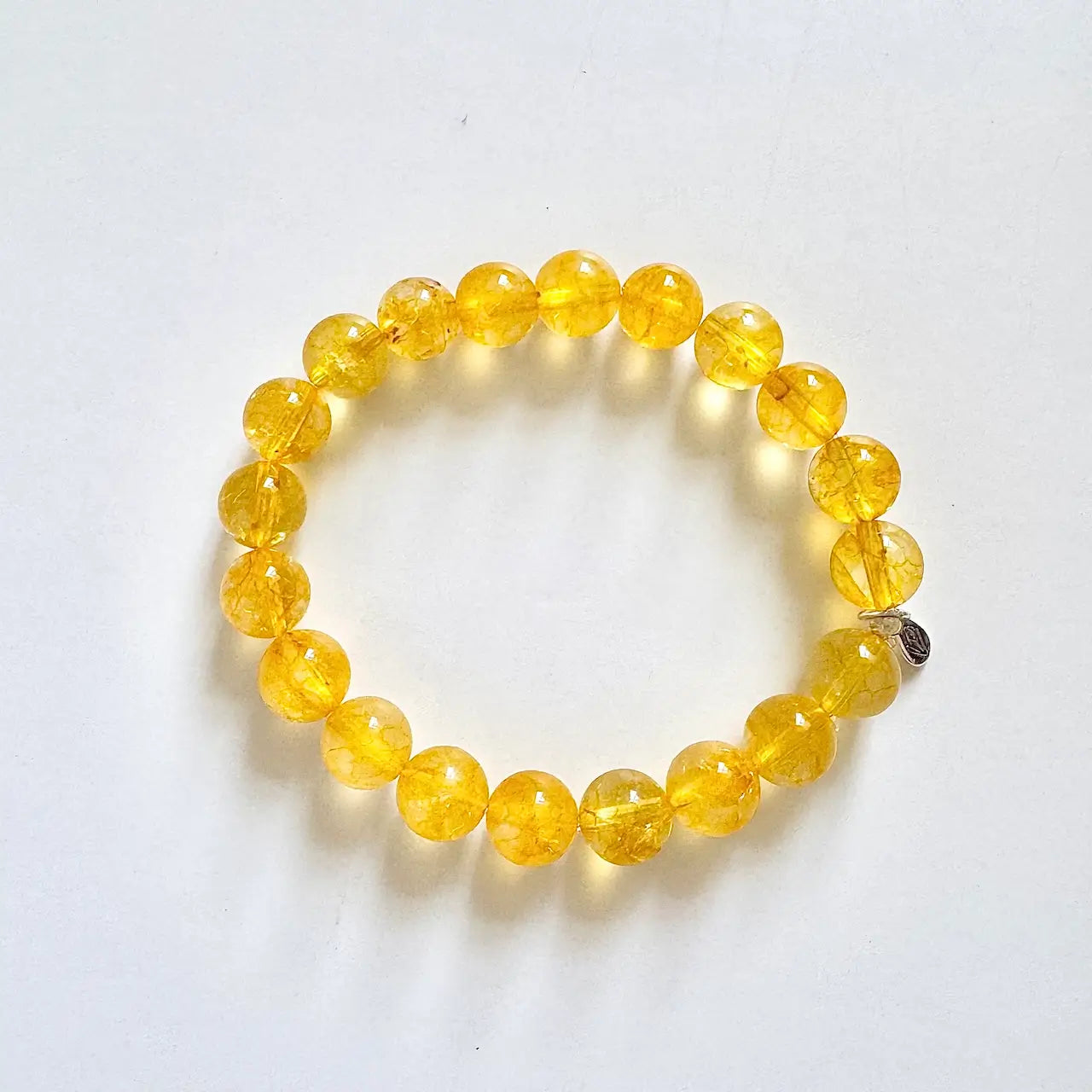 Citrine bracelet 8mm with bright yellow crystal beads for abundance and joy