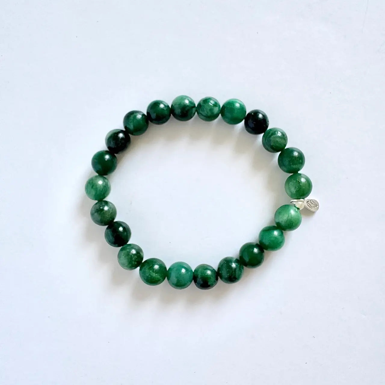 Emerald bracelet 8mm for love, heart healing, and emotional balance crystal jewelry