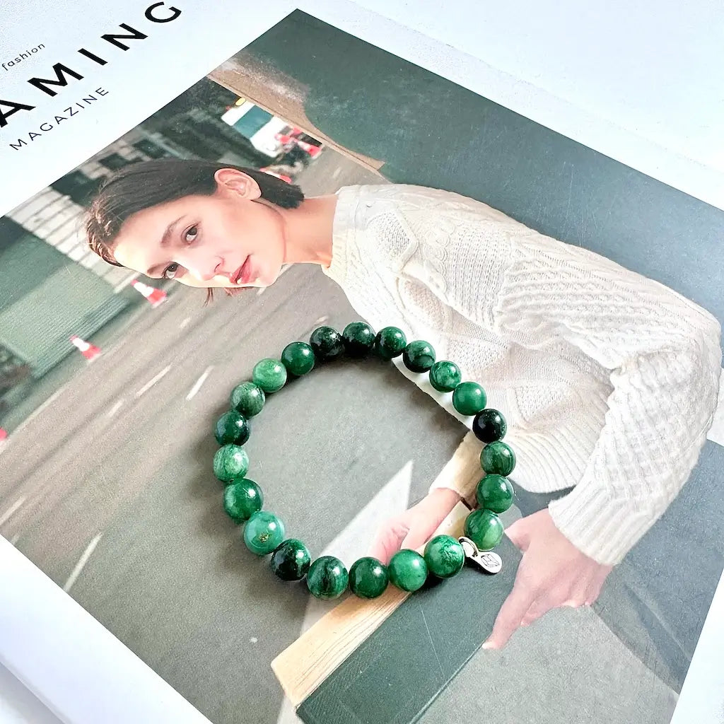 Emerald Bracelet 8mm - Side View｜Touch Vintage