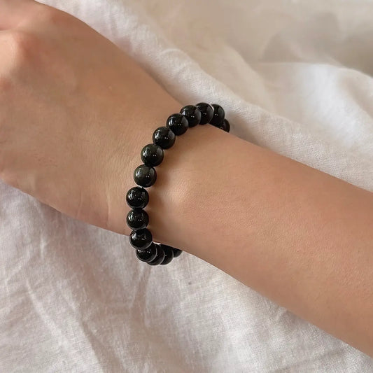 Feng Shui  Black Obsidian Bracelet 8mm - Detail | Touch Vintage
