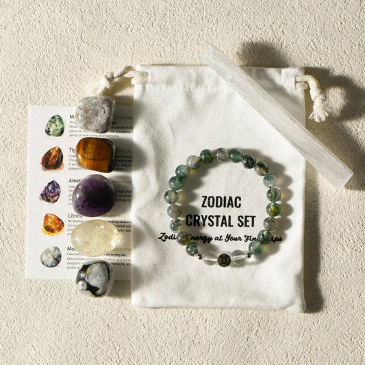 Moss agate bracelet&tumble stone