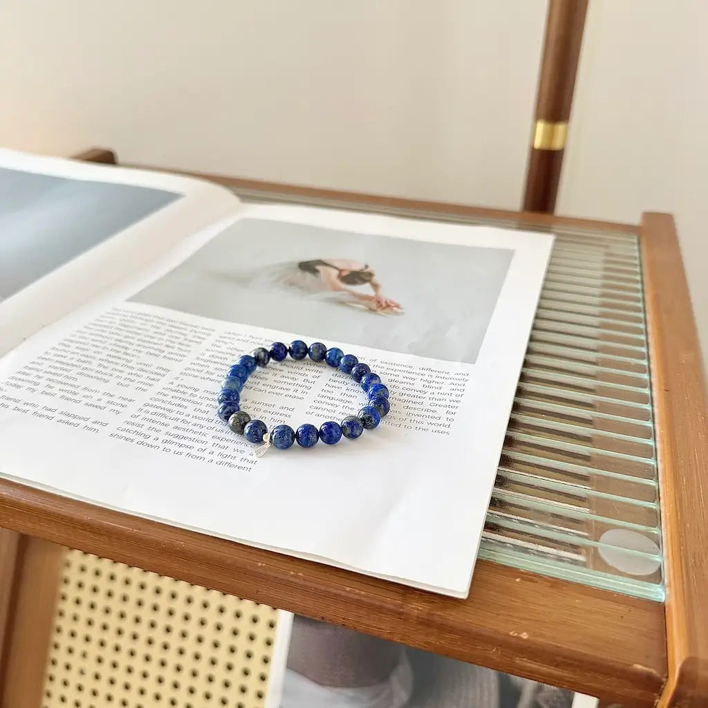 Genuine Lapis Lazuli Bracelet 8mm - Side View