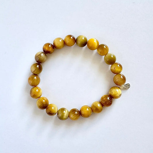 Golden Tiger Eye Bracelet 8mm - Front View｜Touch Vintage