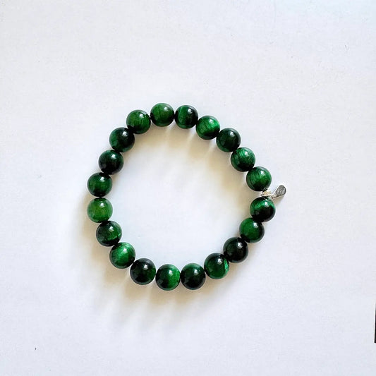 Green Tiger Eye Bracelet - Front View｜Touch Vintage