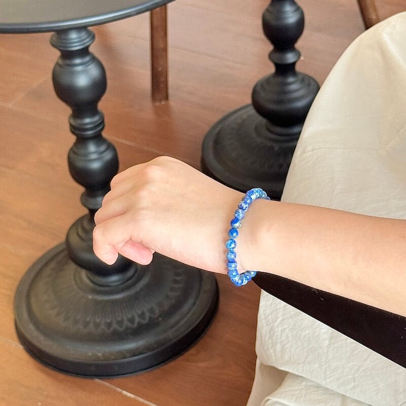 Lapis Lazuli Bracelet 6mm - Worn On Wrist｜Touch Vintage