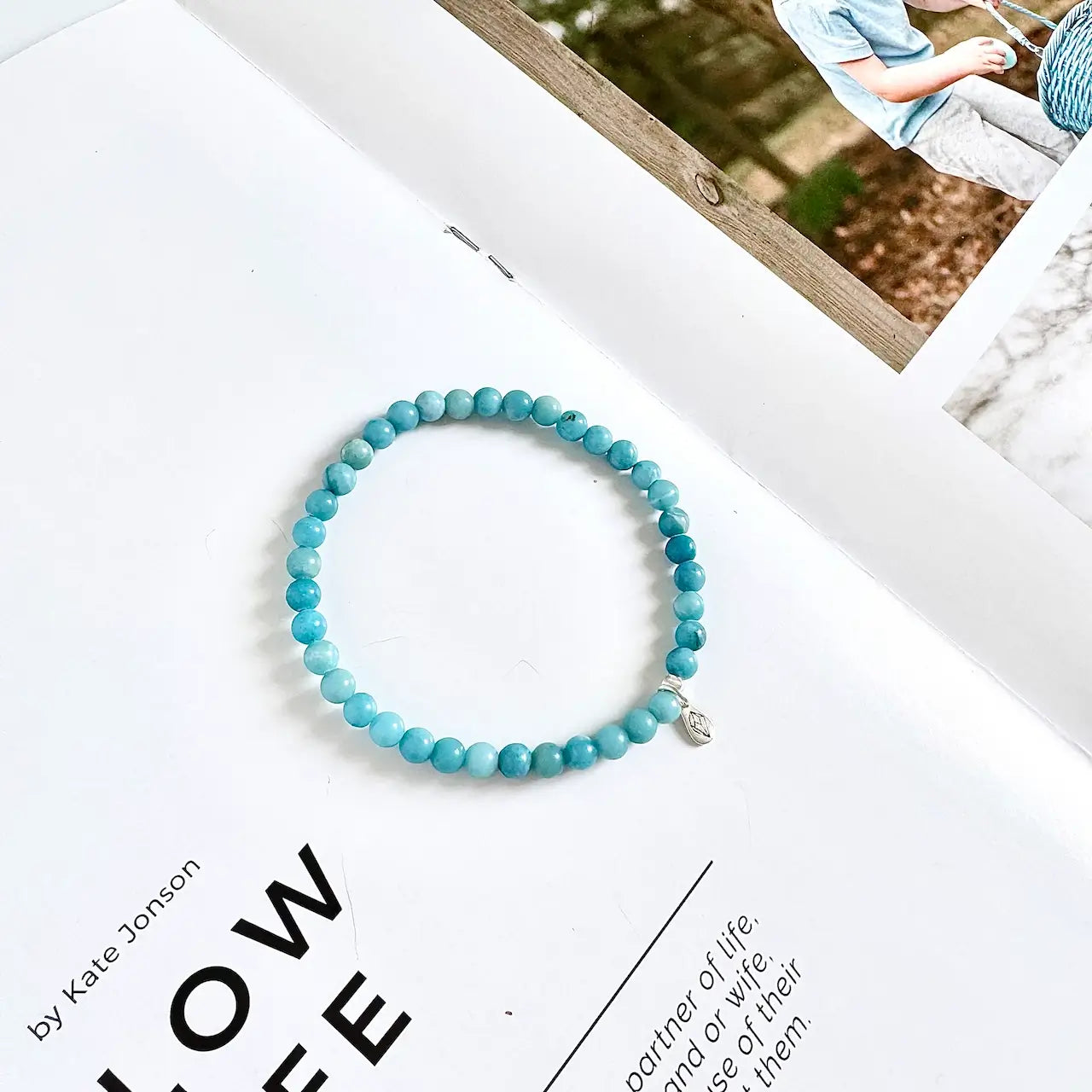 Larimar Stone Bracelet Side View｜Touch Vintage