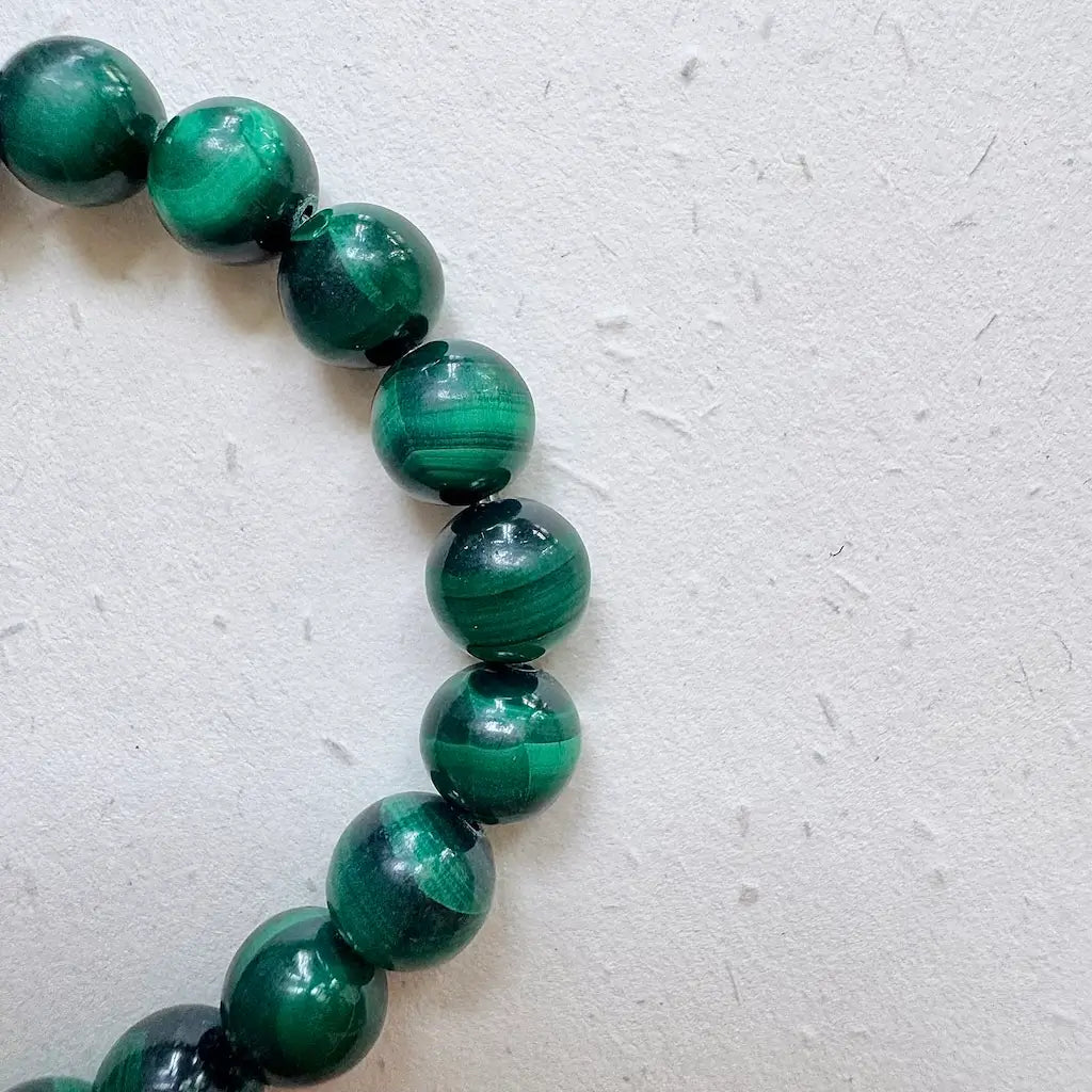 Malachite Bracelet 8mm - Detail｜Touch Vintage