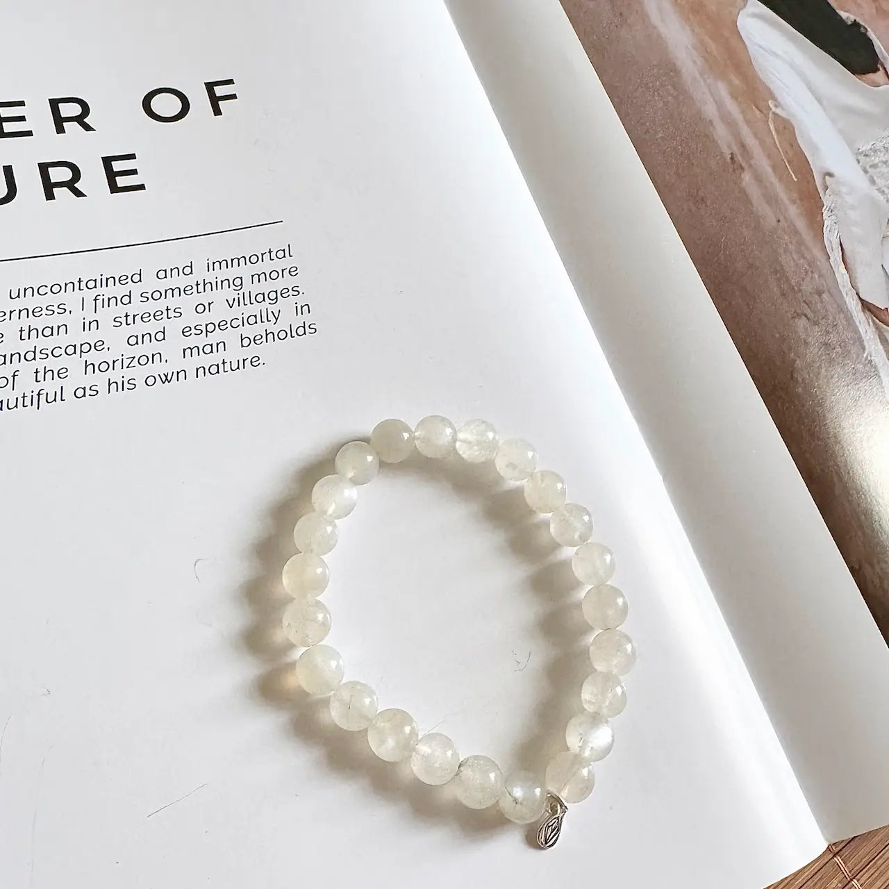 Moonstone Bracelet 8mm - Side View｜Touch Vintage