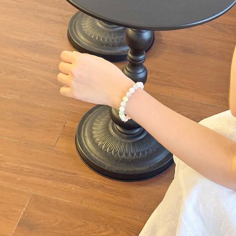 Morganite Bead Bracelet 8mm - Worn On Wrist｜Touch Vintage