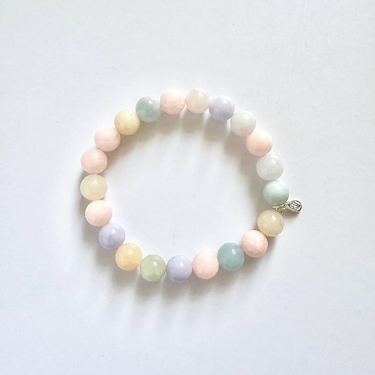 Morganite Crystal Bracelet 8mm - Front View | Touch Vintage