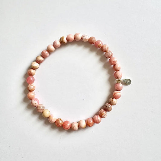 Pink Rhodochrosite Bracelet - Front View｜Touch Vintage