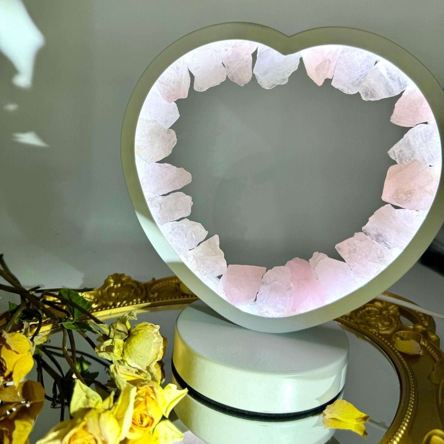 Rose Quartz Crystal Lamp Decor | Love Lamp - Touch Vintage 