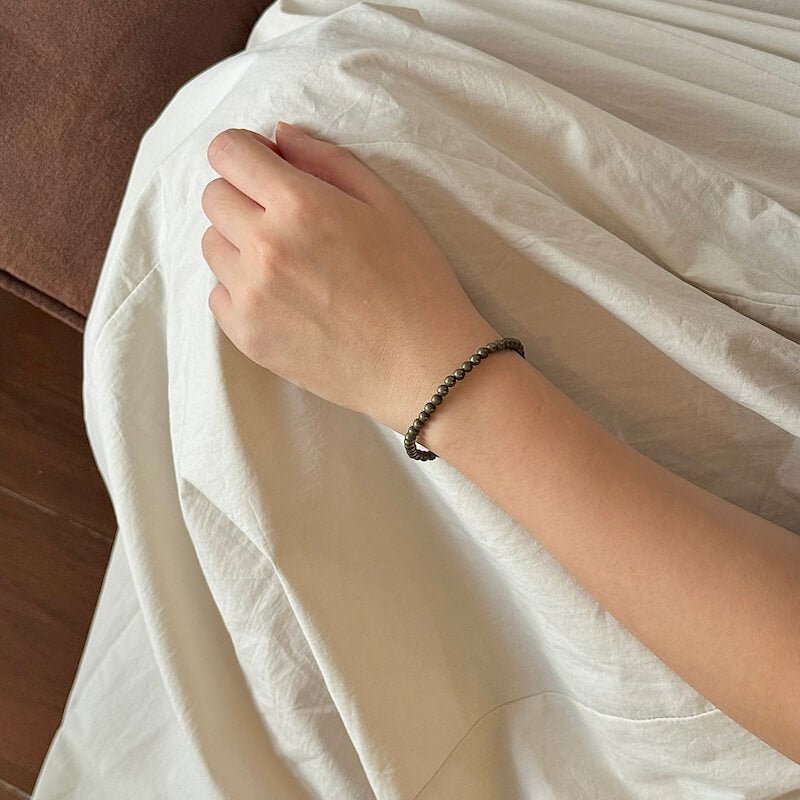 Pyrite Crysta Bracelet - Worn on Wrist ｜Touch Vintaget 4mm