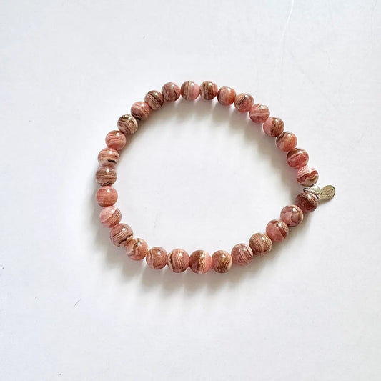 Rhodochrosite Bracelet 6mm - Front View ｜Touch Vintage