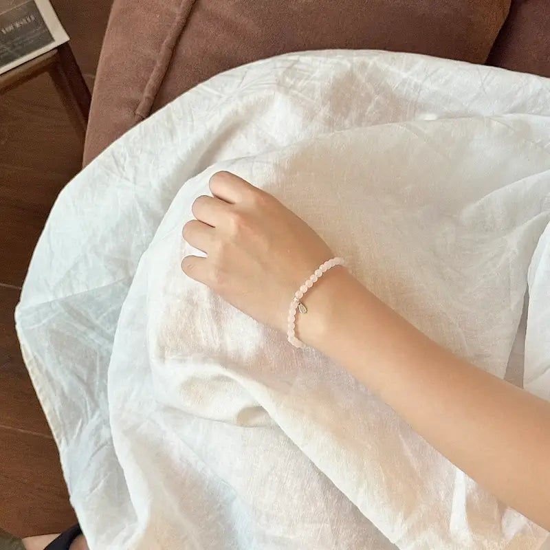 Rose Quartz Bracelet - Worn on Wrist|Touch Vintage