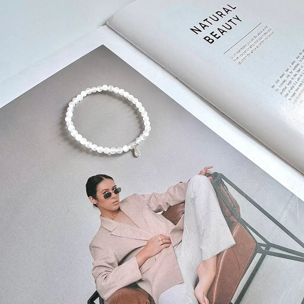 Selenite Bracelet - Side View｜Touch Vintage