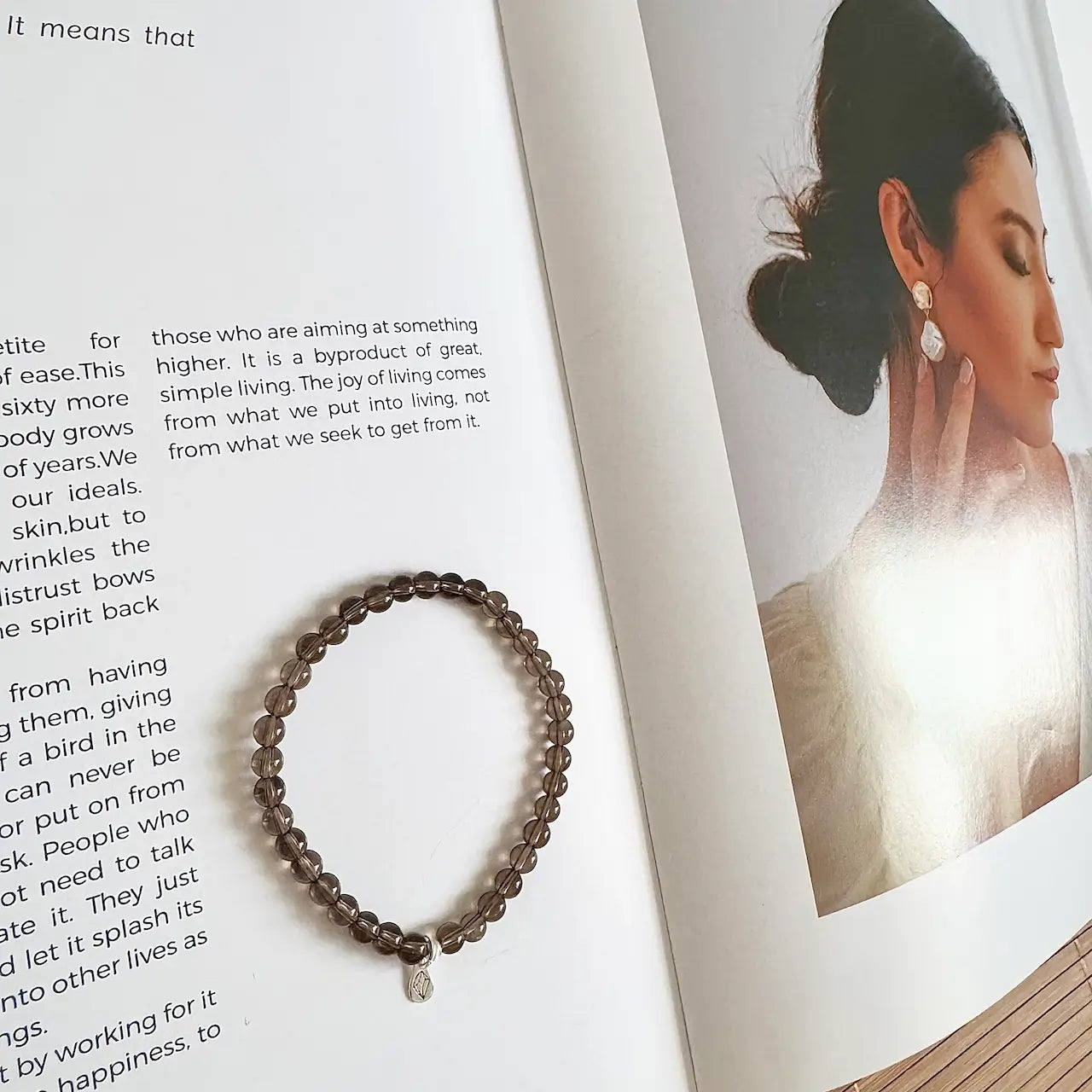 Smoky Quartz Bracelet - Side View｜Touch Vintage