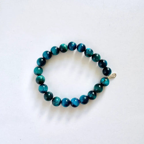 Bright Blue Tiger Eye  Energy Bracelet - 8mm