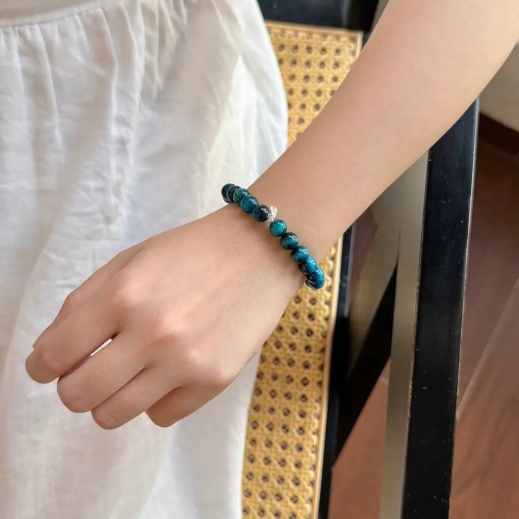 Tiger Eye Blue Bracelet 8mm - Life Style Wearing｜Touch Vintage