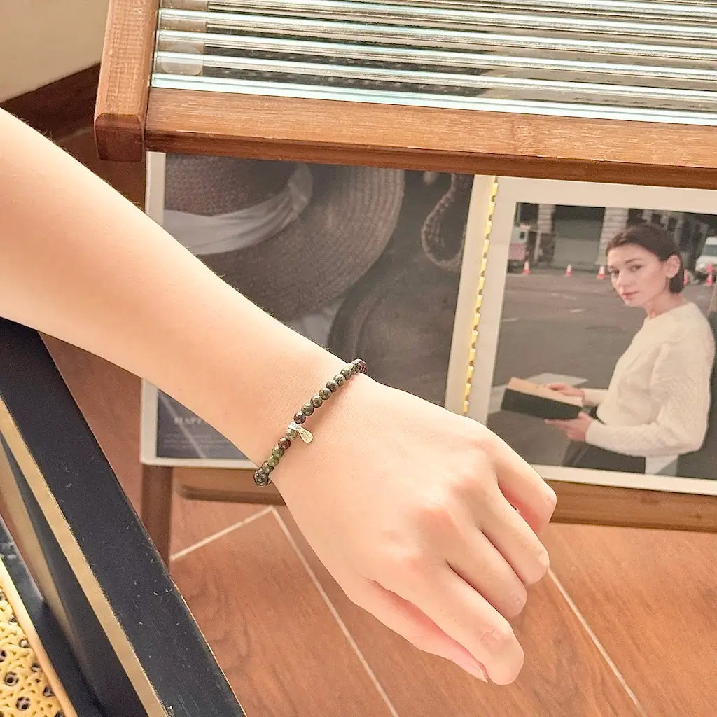 Touch Vintage Bloodstone Crystal Bracelet - Worn On Wrist