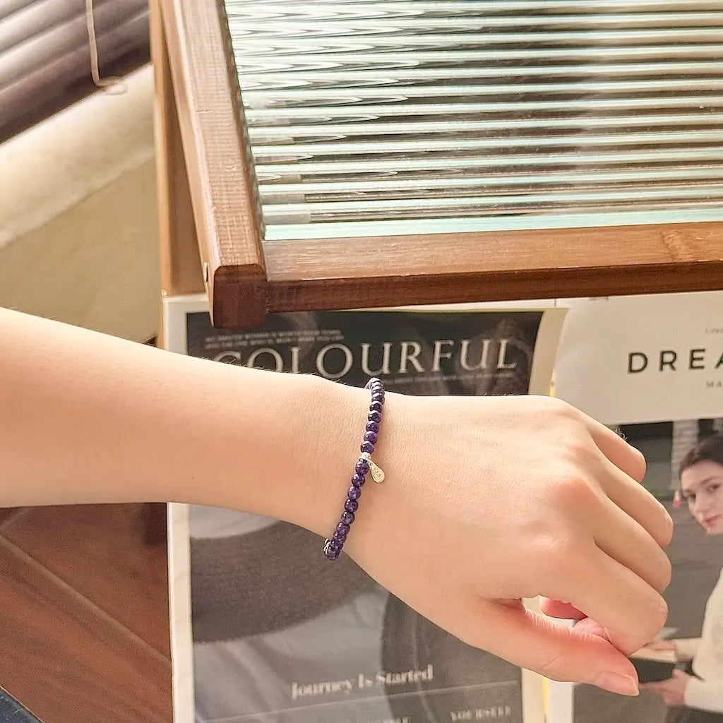 Touch Vintage Charoite Bracelet - Worn On Wrist