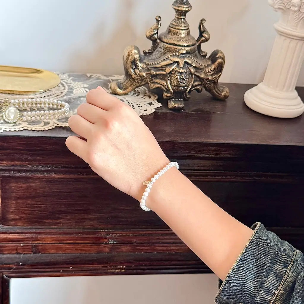 Touch Vintage Pearl Bracelet - Worn On Wrist