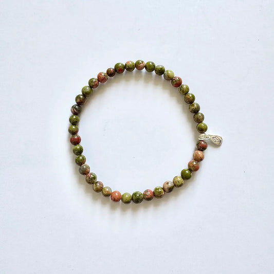 Unakite Jasper Bracelet - Front View | Touch Vintage