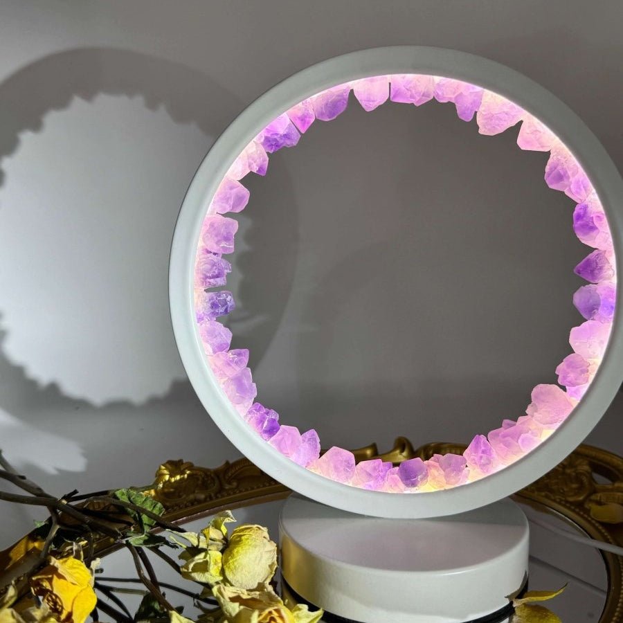 Rose Quartz Crystal Lamp Decor | Love Lamp - Touch Vintage 