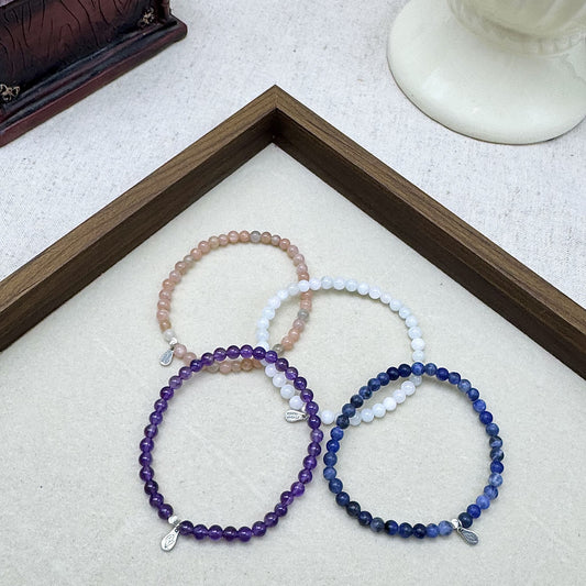 pisces bracelet set with amethyst,rainbow moonstone,Aquamarine,sodalite
