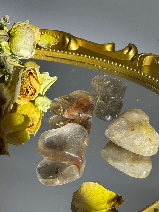 Gold Black Rutile Crystal Heart - Touch Vintage 