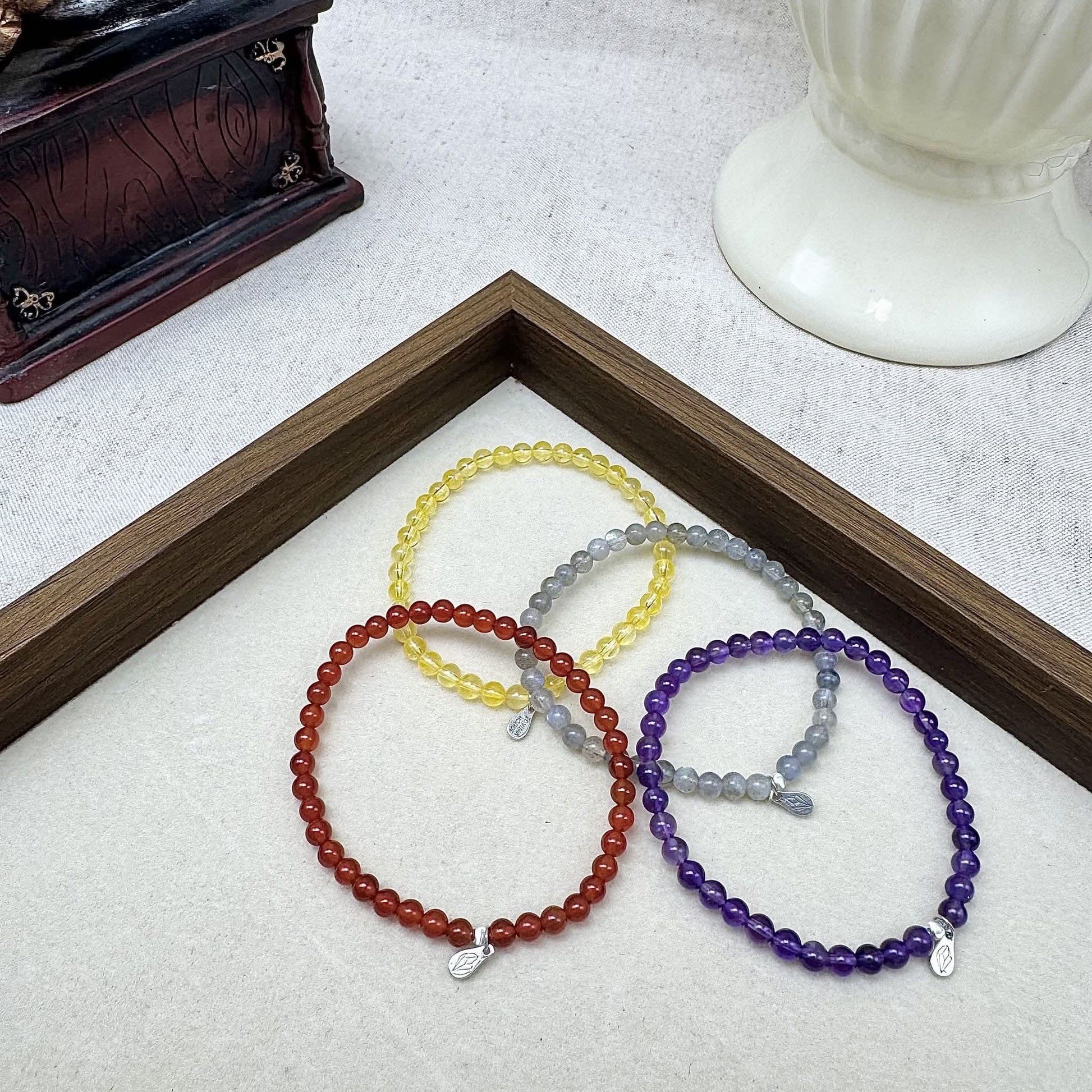 sagittarius bracelet set with carnelian,citrine,labradorite,amethyst