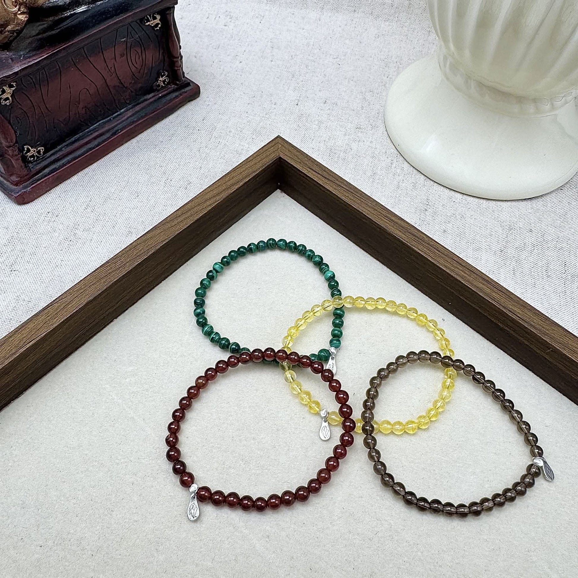 scorpio bracelet set with malachite,citrine,garnet,smoky quartz